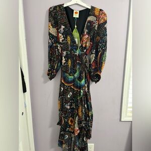 FARM Rio Colorful Long Sleeve Wrap Dress